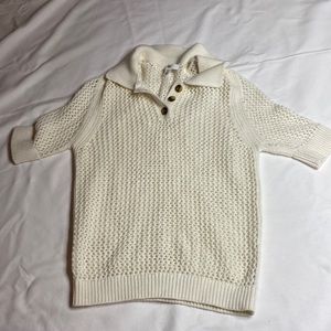 Cotton Mesh Collard Shirt